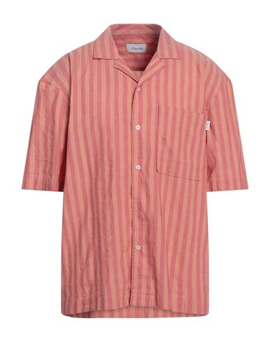 Amish Man Shirt Pastel Pink Size L Cotton, Linen In Orange