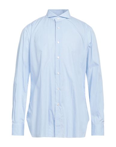 Shop Isaia Man Shirt Sky Blue Size 17 ½ Cotton