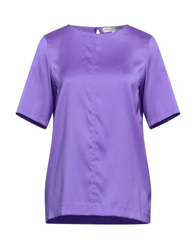 Barbara Lohmann Woman Top Purple Size 16 Silk, Elastane