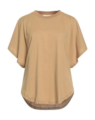 Solotre Woman T-shirt Camel Size 3 Cotton In Beige