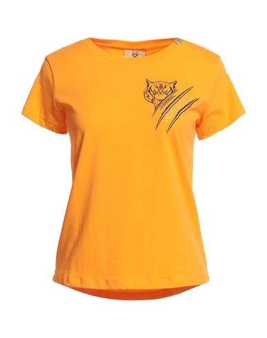Plein Sport Woman T-shirt Orange Size Xl Cotton, Elastane