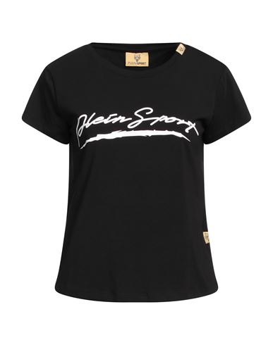 Plein Sport Woman T-shirt Black Size L Cotton, Elastane