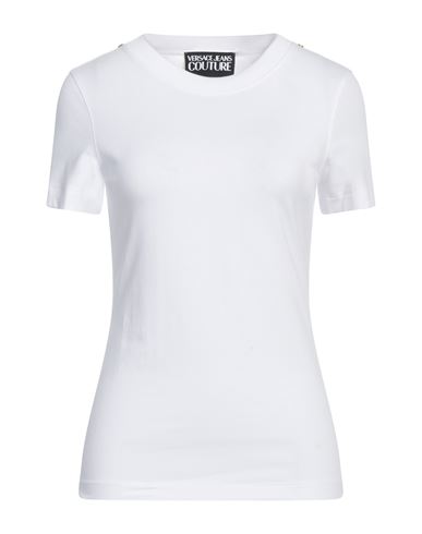 Versace Jeans Couture Woman T-shirt White Size S Cotton, Elastane