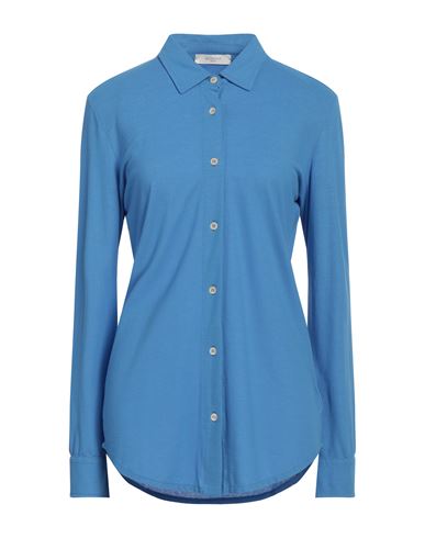 Slowear Woman Shirt Azure Size 8 Cotton In Blue
