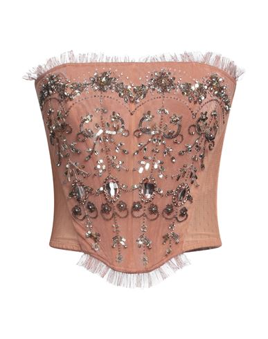 Elisabetta Franchi Woman Top Antique Rose Size 4 Polyester, Polyamide, Plastic, Glass, Brass