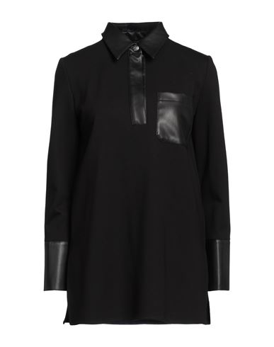 Shop Mem.js Mem. Js Woman Polo Shirt Black Size 6 Viscose, Nylon, Elastane, Polyester, Polyurethane