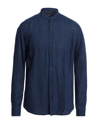 Shop Lost In Albion Man Shirt Navy Blue Size 3xl Linen