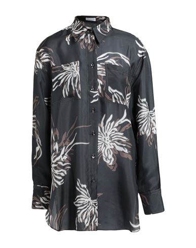 Shop Brunello Cucinelli Woman Shirt Lead Size 3xl Silk, Ecobrass In Grey