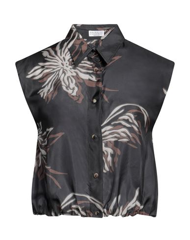 Brunello Cucinelli Woman Shirt Charcoal Size Xl Silk, Brass In Grey
