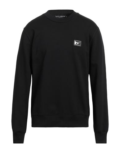 Dolce & Gabbana Man Sweatshirt Black Size 44 Cotton, Elastane, Polyester, Brass In Black