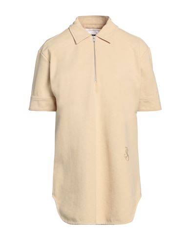 Jil Sander Woman Polo Shirt Sand Size 6 Polyester, Cotton, Elastane In Beige