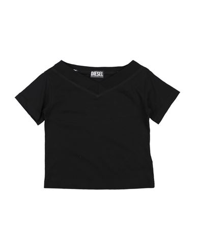 Diesel Toddler Girl T-shirt Black Size 4 Cotton, Nylon, Polyester, Elastane In Black