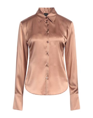 Shop Pinko Woman Shirt Brown Size 8 Silk, Elastane