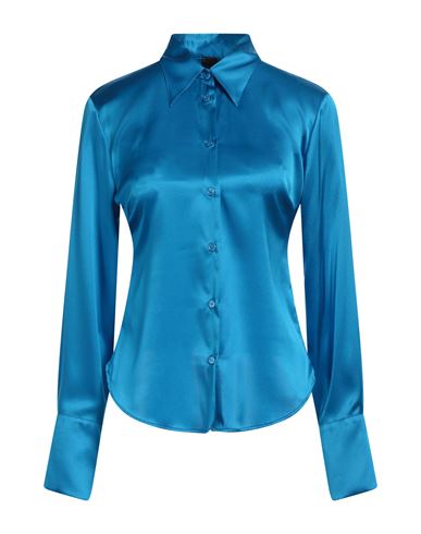 Pinko Woman Shirt Blue Size 4 Silk, Elastane