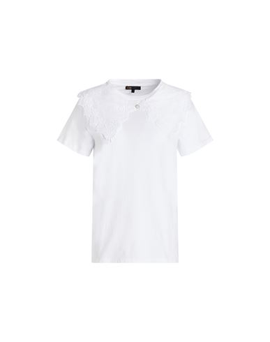 Maje Woman T-shirt White Size 4 Organic Cotton, Polyester, Cotton