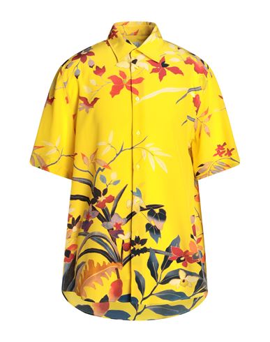 Etro Man Shirt Yellow Size L Silk