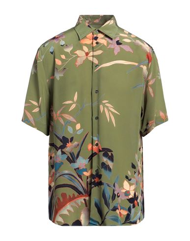 Etro Man Shirt Sage Green Size Xl Silk