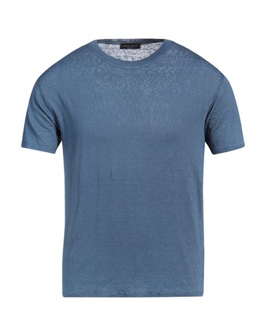 Roberto Collina Man T-shirt Slate Blue Size 36 Linen, Elastane