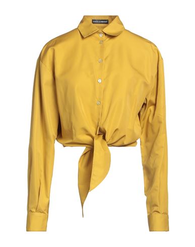 Dolce & Gabbana Woman Shirt Mustard Size 6 Cotton, Silk In Yellow