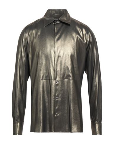 Dolce & Gabbana Man Shirt Bronze Size 16 ½ Acetate, Silk In Grey