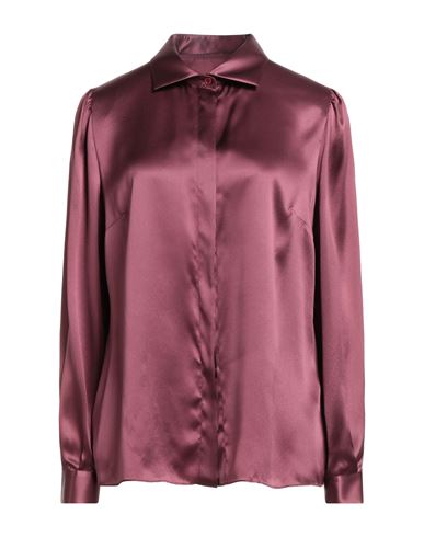 Dolce & Gabbana Woman Shirt Chocolate Brown Size 10 Silk In Purple