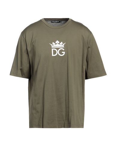 Dolce & Gabbana Man T-shirt Military Green Size 36 Cotton