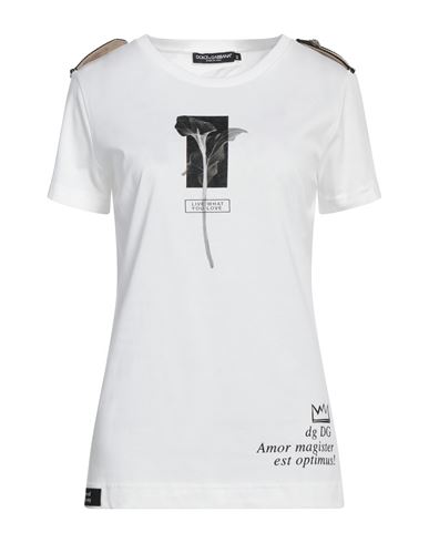 Dolce & Gabbana Woman T-shirt White Size 2 Cotton, Viscose, Brass, Polyester, Zamak