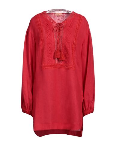 Ermanno Scervino Woman Top Red Size 6 Linen, Viscose, Polyester, Cotton In Red