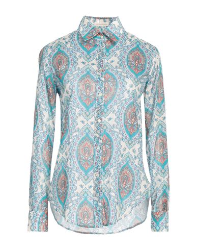 Camicettasnob Woman Shirt Turquoise Size 12 Cotton In Blue