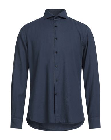 Xacus For Franz Kraler Man Shirt Midnight Blue Size 16 ½ Virgin Wool In Blue