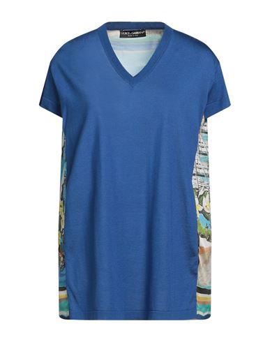 Dolce & Gabbana Woman T-shirt Blue Size 8 Silk
