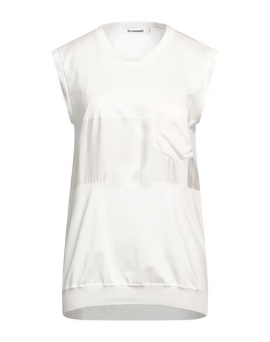 Jil Sander Woman Top Off White Size 10 Silk, Cotton, Polyester