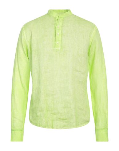 Rossopuro Man Shirt Acid Green Size 15 ¾ Linen