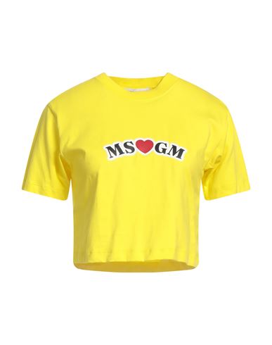 Msgm Woman T-shirt Yellow Size S Cotton