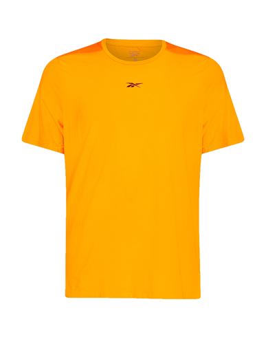 Reebok Man T-shirt Orange Size L Polyamide, Elastane