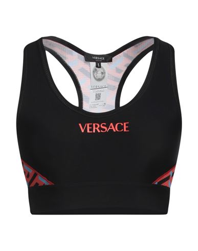 Versace Woman Top Black Size 2 Polyamide, Elastane, Polyester