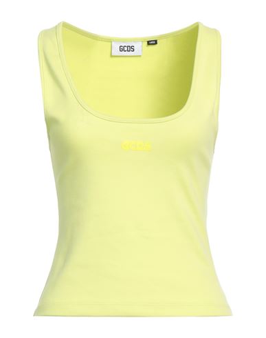 Gcds Logo-print Cotton Tank Top In Yellow