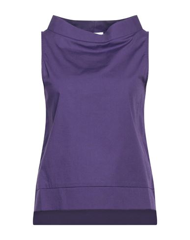 Alpha Studio Woman Top Purple Size 6 Cotton, Elastane