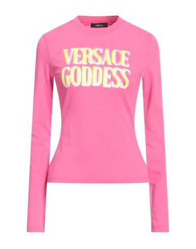 Versace Woman T-shirt Pink Size 6 Cotton, Elastane