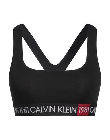 Calvin Klein Woman Top Black Size L Cotton, Elastane