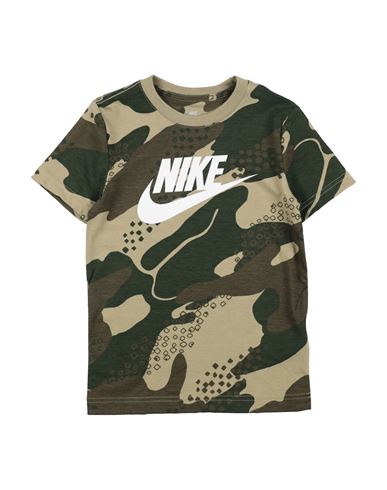 Nike Babies'  Club Seasonal Camo Ss Basic Toddler Boy T-shirt Military Green Size 6 Cotton, Polyester