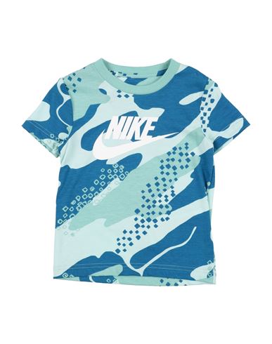 Nike Babies'  Club Seasonal Camo Ss Basic Toddler Boy T-shirt Turquoise Size 7 Cotton, Polyester In Blue