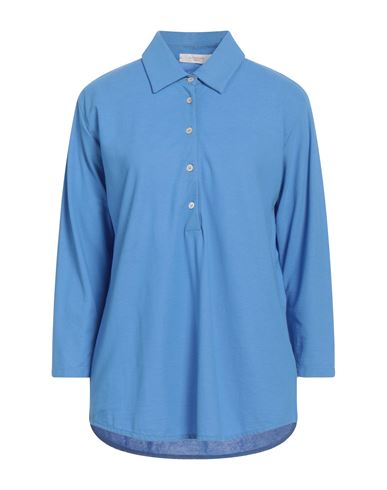 Slowear Woman Polo Shirt Light Blue Size 8 Cotton