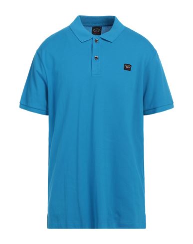 Paul & Shark Man Polo Shirt Azure Size 3xl Organic Cotton In Blue