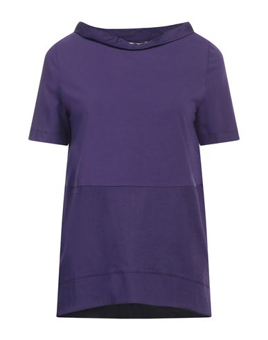 Alpha Studio Woman T-shirt Dark Purple Size 8 Cotton, Elastane In Purple