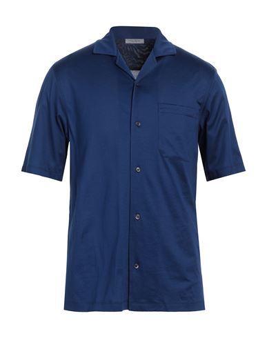 Shop Paolo Pecora Man Shirt Navy Size M Cotton