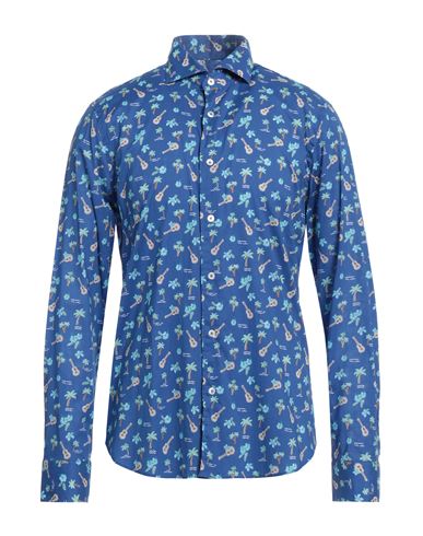 Fedeli Man Shirt Blue Size 16 ½ Cotton, Elastane