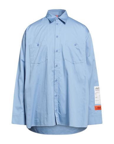 Heron Preston Man Shirt Light Blue Size M Cotton, Polyester