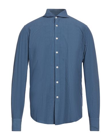 Alessandro Gherardi Man Shirt Slate Blue Size M Cotton