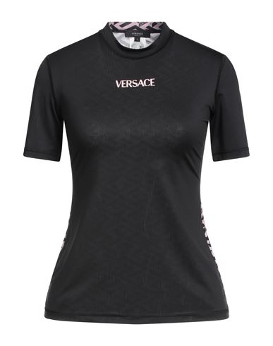 Versace Woman T-shirt Black Size S Polyester, Elastane